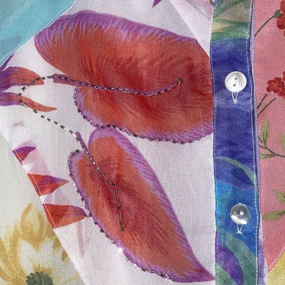 Sacred Threads S Beaded Patchwork Maxi Skirt Boho Pastel Hippie Wearable Art - Picture 5 of 7